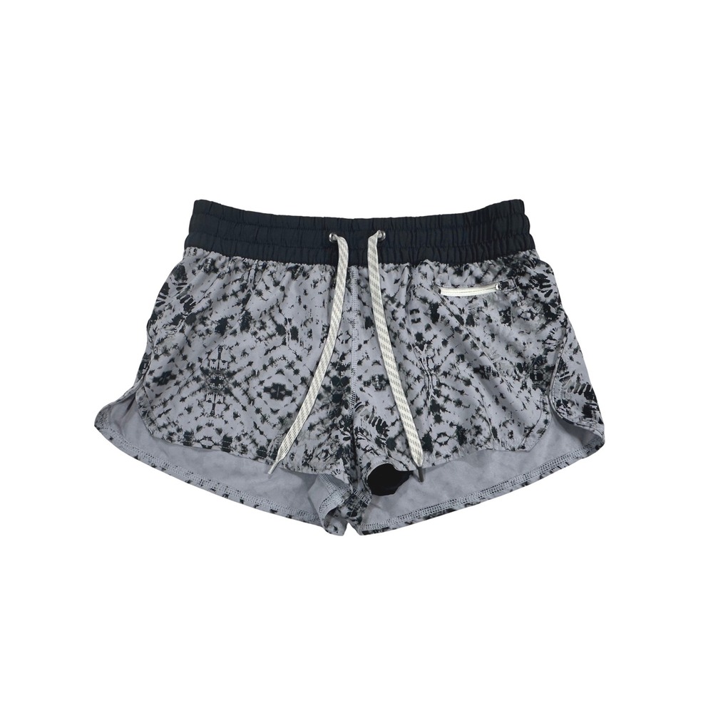 Vuori Clementine Short 2.0 Black White Tie Dye Running Shorts Womens Small VW304